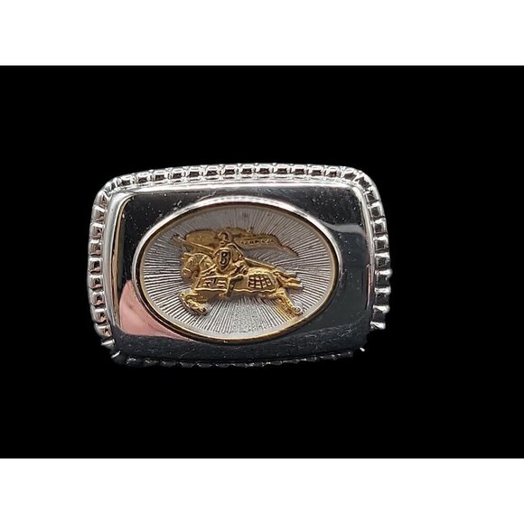 Burberrys London Mens Cufflinks Silver Plated Gold Tone Royal Knight Scene 1980a - Picture 6 of 12
